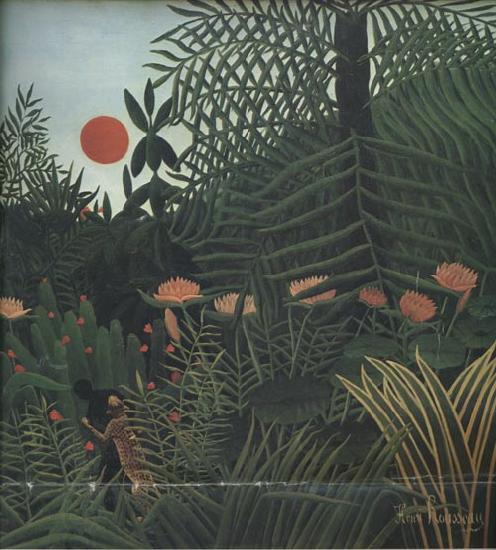 Henri Rousseau Negro Attacked by a jaguar oil painting picture